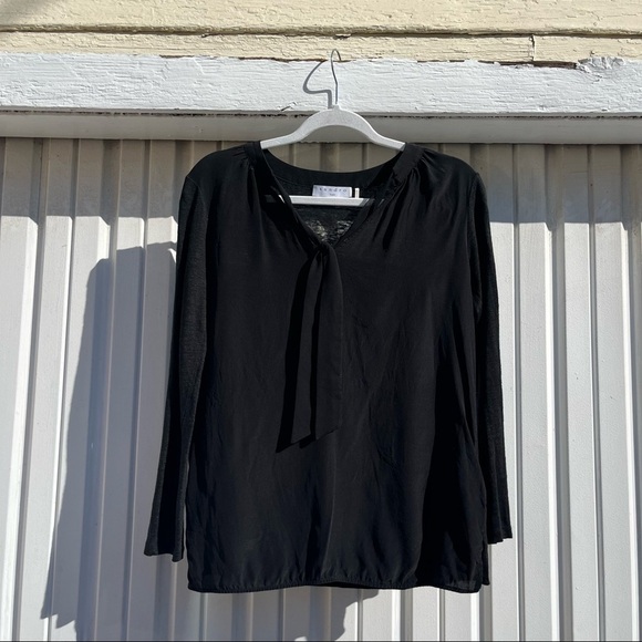 Sandro Paris black knit tie front long sleeve top - Picture 1 of 8